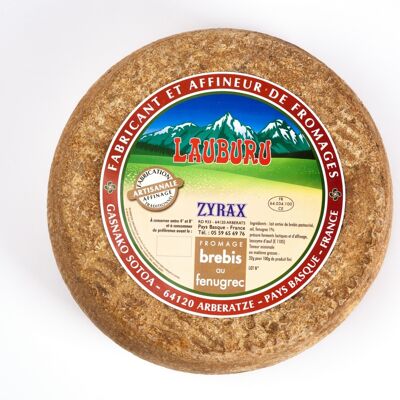 Tomme of ewe cheese with artisanal fenugreek from the Basque Country - LAUBURU-ZYRAX