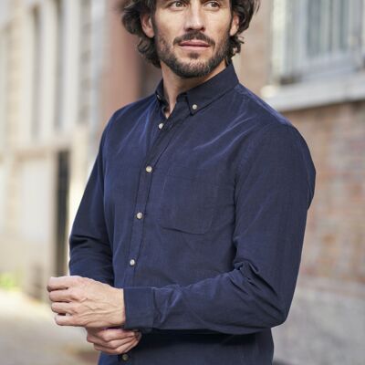 Corduroy shirt in organic cotton Émile navy blue