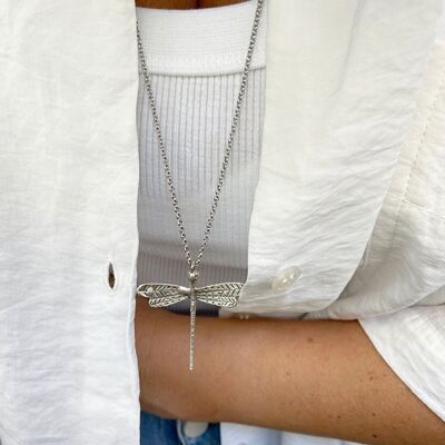 Silberne Libelle - Halskette