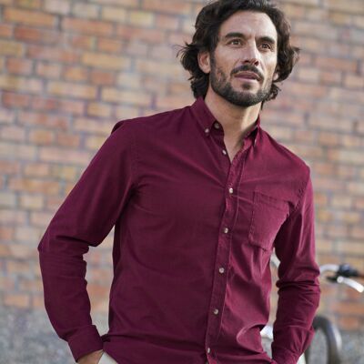 Corduroy shirt in organic cotton Emile burgundy