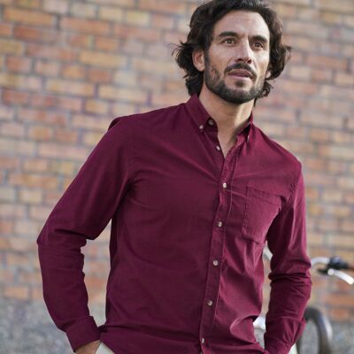 Chemise corduroy en coton biologique Émile bordeaux