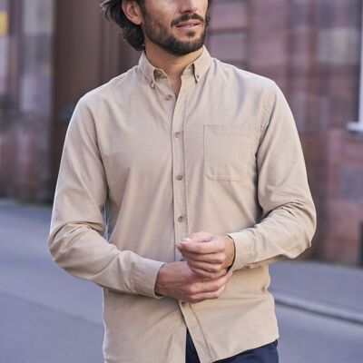 Emile beige organic cotton corduroy shirt