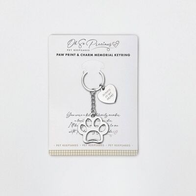 Always In My Heart Charm Paw Memorial Keyring