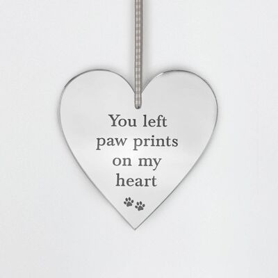 You Left Paw Prints Herz-Dekoration aus Acryl zum Aufhängen