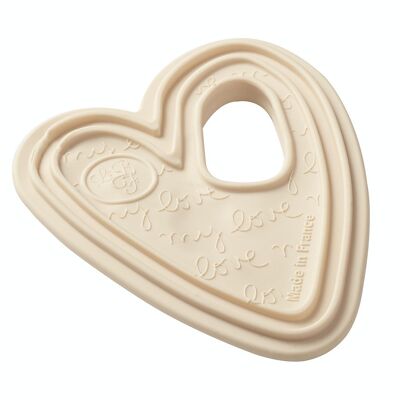 Teething ring hearts in SEBS color Off-white