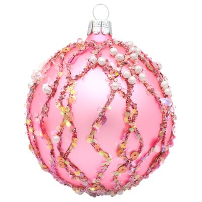 Glaskugel AQUA rosa 8cm - Weihnachtsschmuck aus Glas