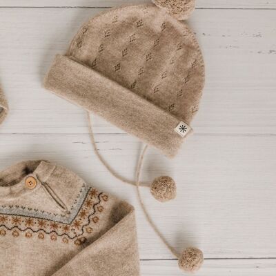 Cappello da neonato in cashmere - Charlotte Beige