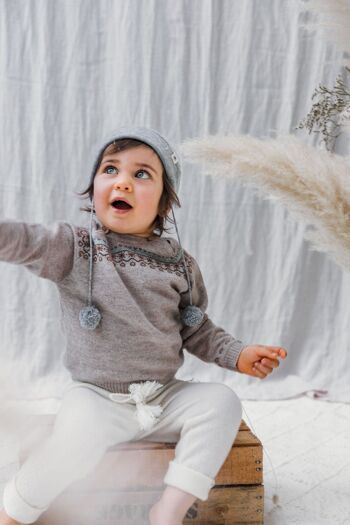 Pull Bébé en Cachemire - Nino Jacquard Beige 6