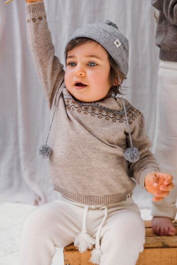 Pull Bébé en Cachemire - Nino Jacquard Beige 8