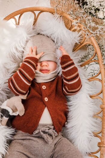 Gilet Bébé en Cachemire - Arthur à Rayures Rouille 8