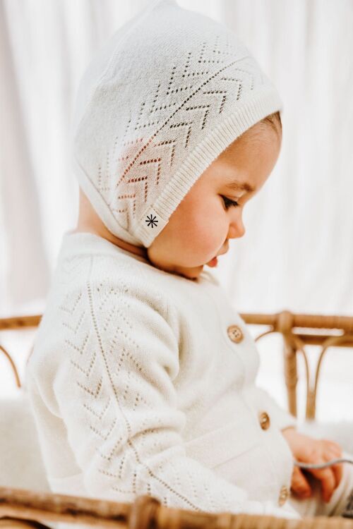 Bonnet Bébé en Cachemire - Pénélope Blanc