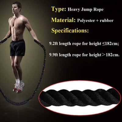 Heavy Jump Rope Battle Skipping Ropes Power Training  Fitness Home Gym Equipment