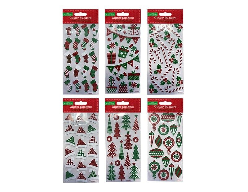 Adesivi natalizi in gommapiuma glitterata 3D