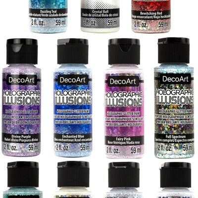 DecoArt - Holografisches Sortiment - 59-ml-Flaschen - Verschiedene Farben