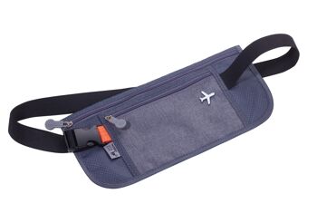 Sac ceinture avec 2 compartiments zippés | 1 compartiment avec protection de lecture (pour puces RFID) | CEINTURE DE SÉCURITÉ 1