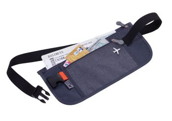 Sac ceinture avec 2 compartiments zippés | 1 compartiment avec protection de lecture (pour puces RFID) | CEINTURE DE SÉCURITÉ 2