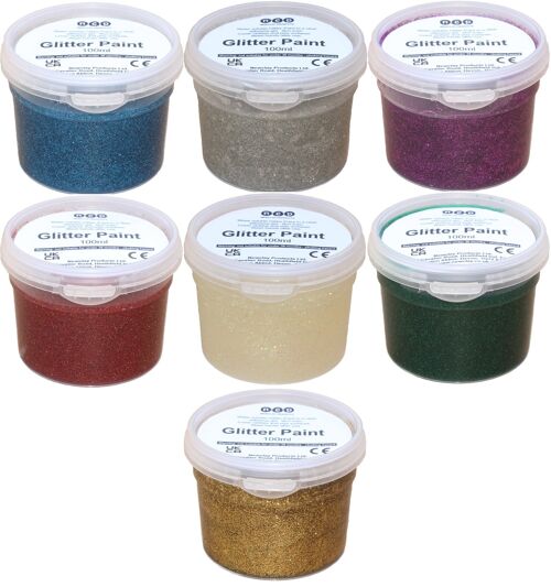 Glitter Gel Paint - 100ml Pots - Various Colours