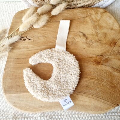 Pacifier Cord Cuddle Cloth Teddy Fabric Moon - Beige