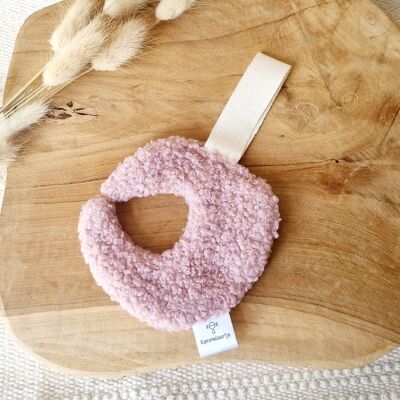 Pacifier Clip Cuddle Cloth Teddy Fabric Moon - Powder Pink