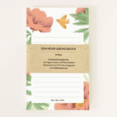 Favorite Pad - Notepad Peonies