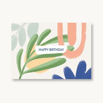 Carte postale Happy Birthday - mélange de motifs 1