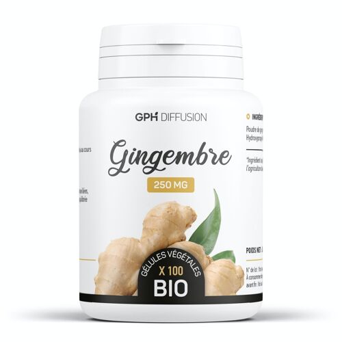 Gingembre Biologique - 250 mg - 100 gélules végétales