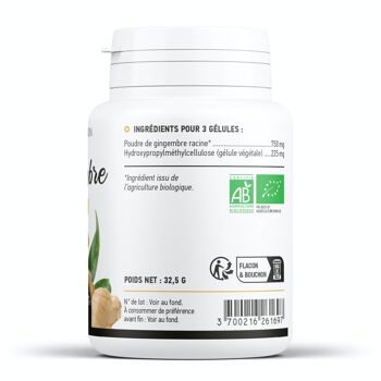 Gingembre Biologique - 250 mg - 100 gélules végétales 3
