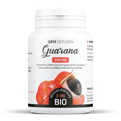 Guaraná Orgánico - 300 mg - 100 cápsulas vegetarianas