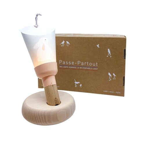 Coffret Lampe Nomade "Passe-Partout" Lapin étoiles- ZÜ Rose Poudré