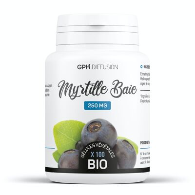Myrtille baie Biologique - 250 mg - 100 gélules végétales