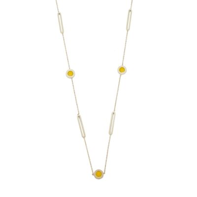 Ullami long necklace in steel gilded with fine gold