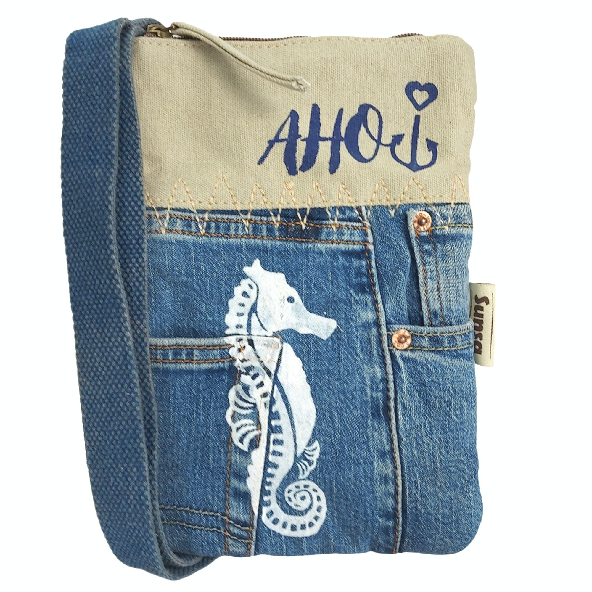 Borsa a spalla da donna Sunsa. Borsa a tracolla in stile marittimo. Borsa in tela. piccola borsa a tracolla da donna.