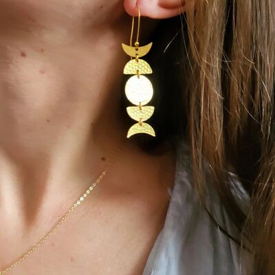Boucles d'Oreilles Phases Lune Or