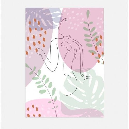 Affiche Portrait - silhouette abstrait botanical