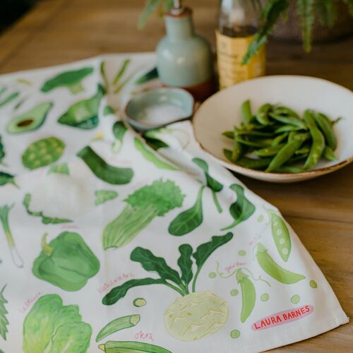 Green Veg Organic Cotton Tea Towel