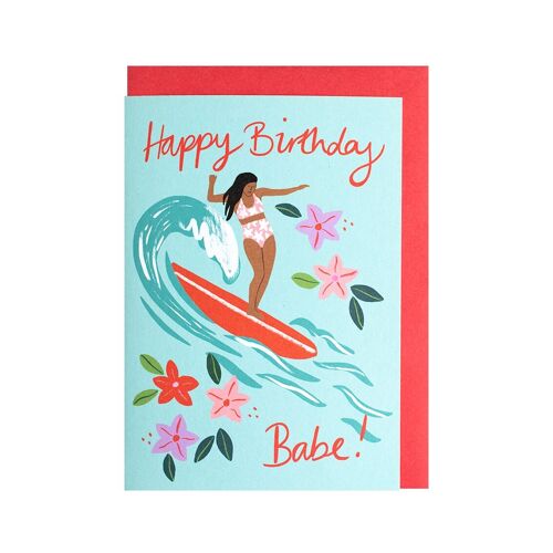 Happy Birthday babe, surf greetings card