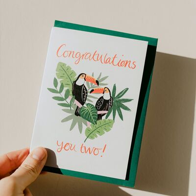Félicitations à vous deux ! Carte de voeux toucans