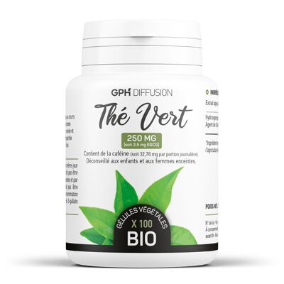 Tè verde biologico - 250 mg - 100 capsule vegetali