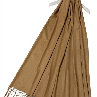 Chal de bufanda con borla de pashmina liso súper suave elegante - Bronceado