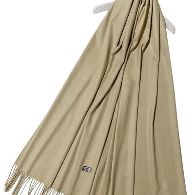 Mantón elegante de la bufanda de la borla de pashmina liso súper suave - Arena