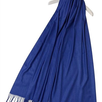 Elegant Super Soft Plain Pashmina Tassel Scarf Shawl - Royal Blue
