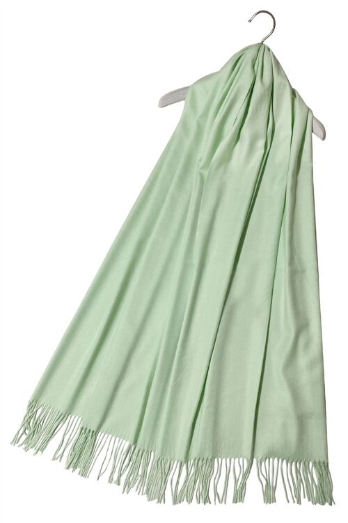 Elegant Super Soft Plain Pashmina Tassel Scarf Shawl - Mint Green