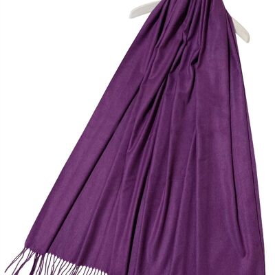 Mantón De La Bufanda De La Borla De Pashmina Liso Súper Suave Elegante - Púrpura