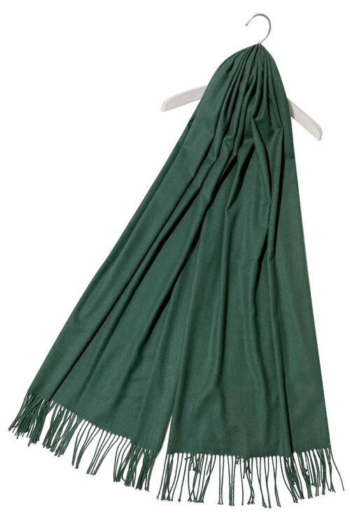 Elegant Super Soft Plain Pashmina Tassel Scarf Shawl - Dark Green