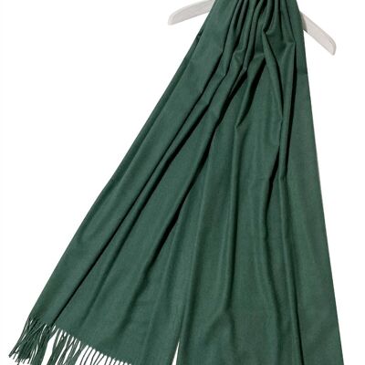 Eleganter, superweicher, schlichter Pashmina-Schal mit Quasten – Dunkelgrün