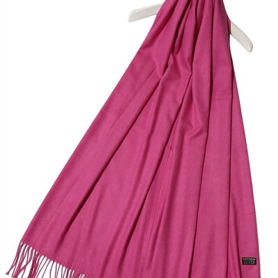 Chal de bufanda con borlas de pashmina liso súper suave elegante - Rosa fucsia