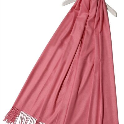 Chal de bufanda con borlas de pashmina liso súper suave elegante - Rosa caramelo