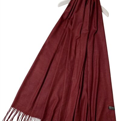 Elegante scialle sciarpa con nappe in pashmina tinta unita super morbido - bordeaux