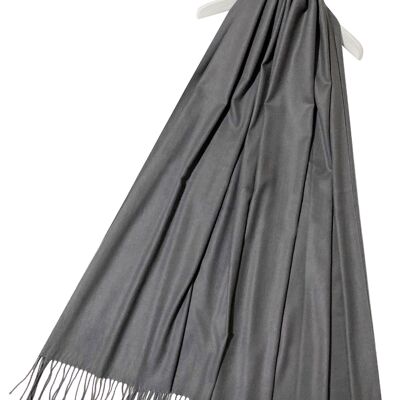 Mantón elegante de la bufanda de la borla de Pashmina liso súper suave - Carbón