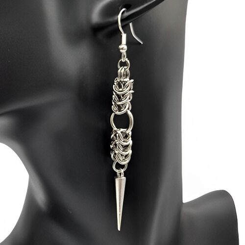 Box Weave Long Dangly, Hoop and Spike Dangle Earrings